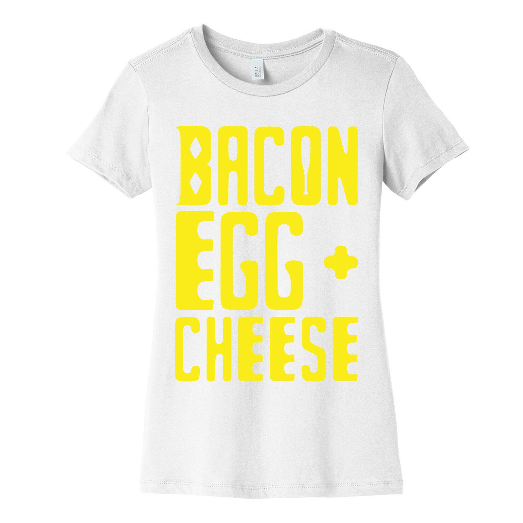Bacon Egg + Cheese BOP Parody White Print Women's Cotton Tee